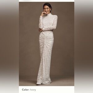 Ronny Kobo Elegant Scorpio Lace Ruched Gown